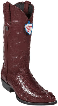 Wild West J-Toe Burgundy ~ Maroon ~ Wine Color Caiman ~ World Best Alligator ~ Gator Skin Tail Cowboy Boots