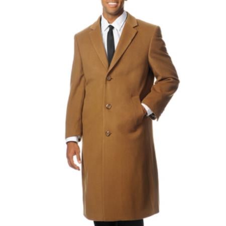 Men's 'Harvard' Camel ~ Khaki Blend Long Top Coat