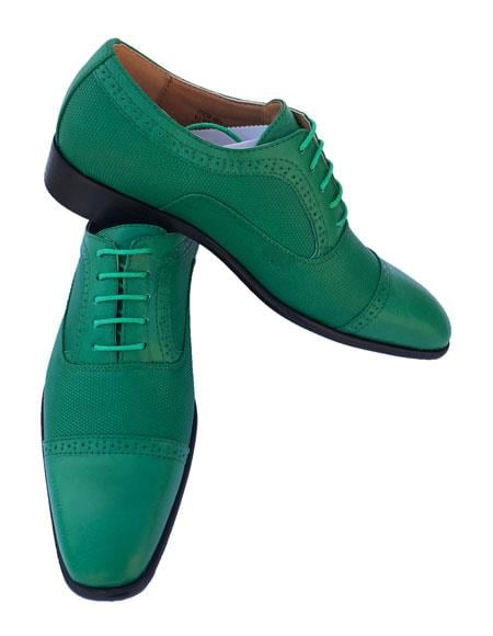 Skuap272 Mens Lace Up Style Casual Leather Green ~ Apple 1992