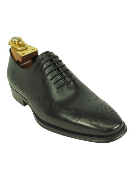 Men's Leather Black Fashionable Carrucci Lace Up Style