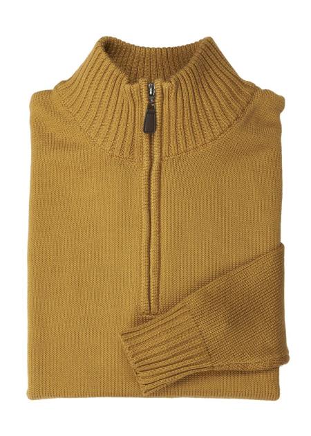 Download SKU#SM4622 Men's Gold Mock Neck Acrylic Half-Zip Sweater