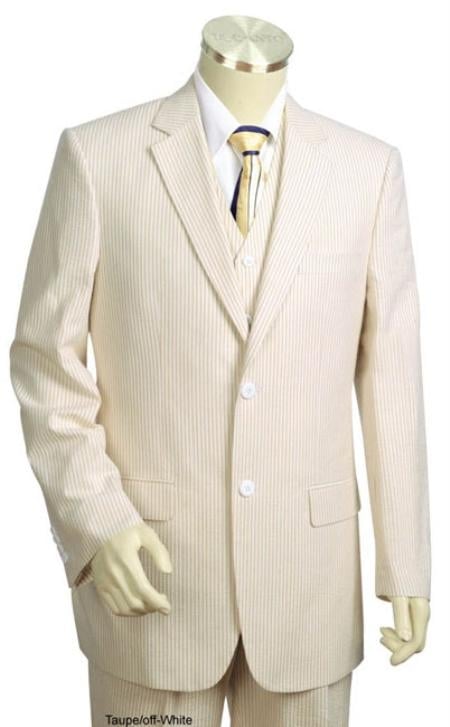 Sear Sucker Suit Seersucker Suit Mens 3pc 100% Cotton Seersucker Sear sucker Suits Taupe 