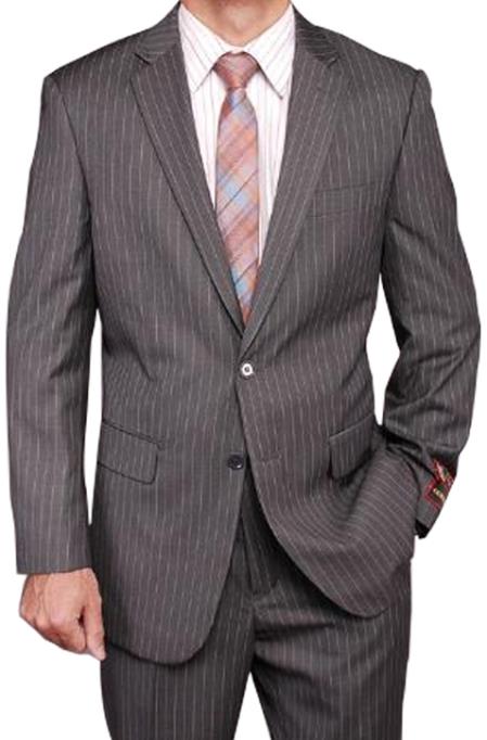 Men's Grey Stripe ~ Pinstripe 2-button 2 Piece Suits - Two piece Business suits Suit