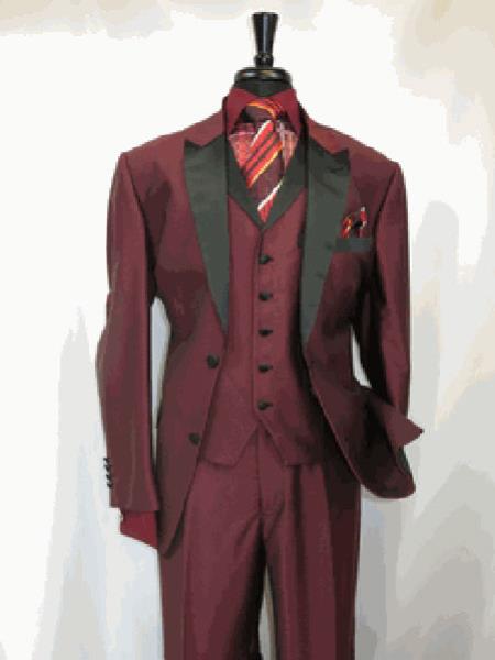 Burgundy ~ Maroon ~ Wine Color~Wine DRESS three piece suit 3 Button 3