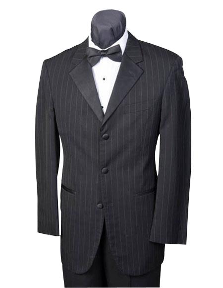 Men's Black Stripe ~ Pinstripe Three buttons 3 Button Striped Wool