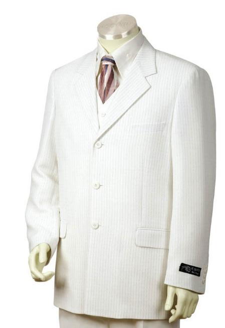 SKU#JI2124 Men's 3 Buttons Suit White color