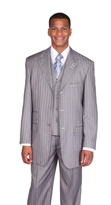 Tone on Tone light gray Stripe ~ Pinstripe Vested Urban Men Suits ...