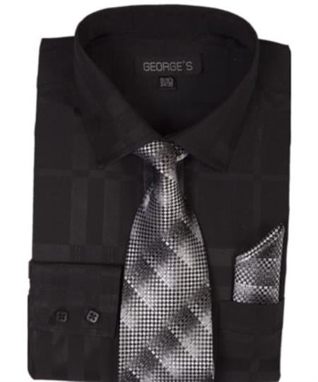 mens black shirt and tie sets