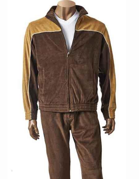 chocolate brown velour tracksuit