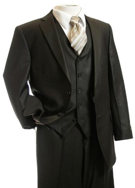 Men's 3pc Suit Brown Pinstripe Suit Brown 2 Piece Suits - Two piece Business suits Suit