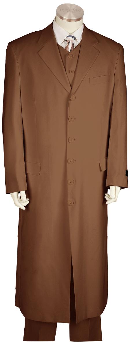 Men's Stylish Zoot Suit Brown Maxi Super Long Style