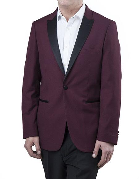 Men s Two Toned Burgundy Peak Lapel Regular Fit