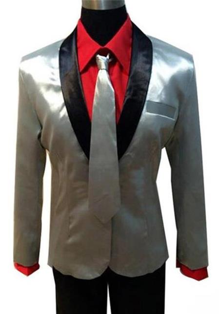 Men's Shawl Lapel Silver Suit