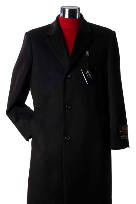 Men's Overcoat Men's Dress Coat Long  Winter Dress Knee length Coat 3/4 Cashmere  Long Men's Dress Topcoat -  Winter coat ~ overcoat Charcoal 