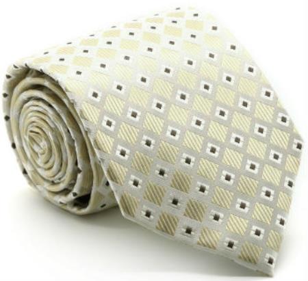 Men's Premium Checkered Diamond Ties Beige -Men's Neck Ties - Mens Dress Tie - Trendy Mens Ties