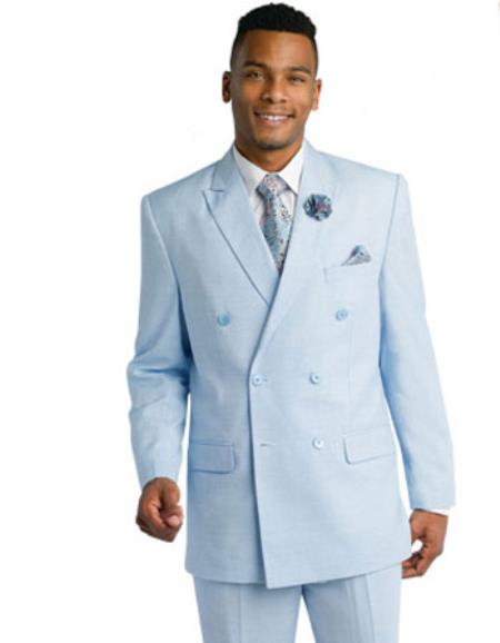 Mens EJ Samuel Double Breasted Fashion Suit Heather Sky Blue ...