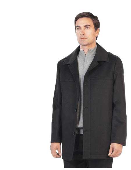Men's Dress Coat SB Men's Car Coat ~ Wool/Cashmere Black