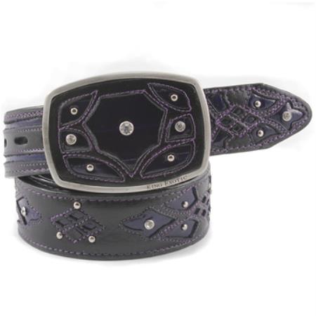 King Exotic Purple Belt Genuine Eel Skin 