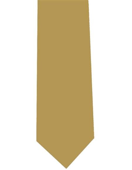 Extra Long Men's Polyester Neck Tie Gold-Men's Neck Ties - Mens Dress Tie - Trendy Mens Ties