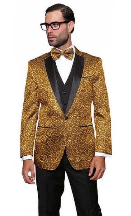 gold colour coat suit