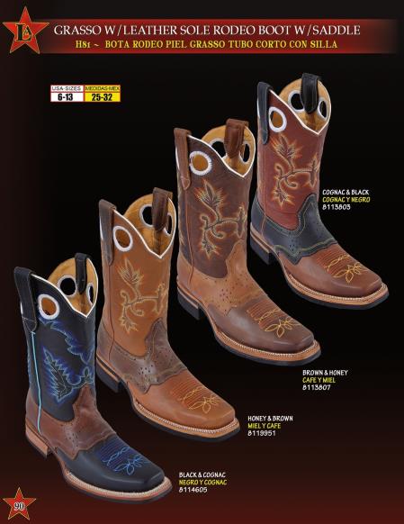 Los Altos Men's Grasso W/ Leather Sole & Saddle Rodeo Cowboy Western ...