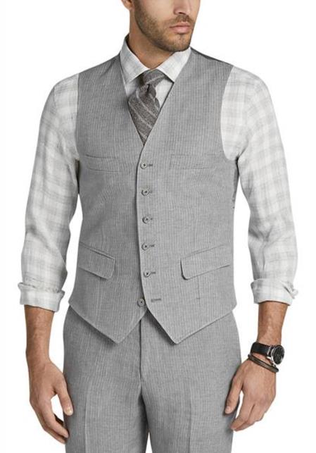 Men's 100% linen fully lined 4 front pocket adjustable back