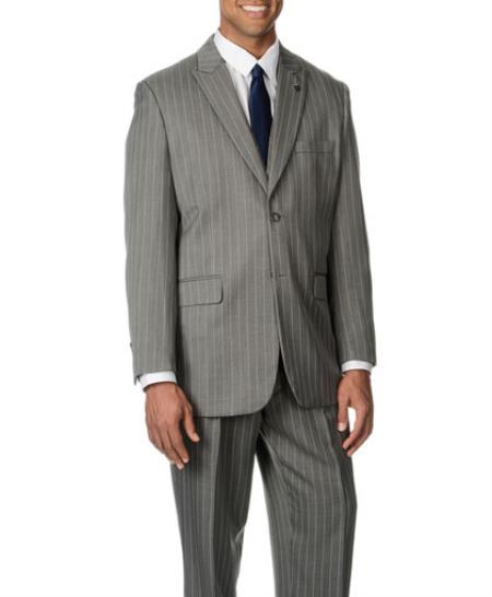 Men's Peak Lapel Bold Stripe Light Grey Stripe ~ Pinstripe 3-Piece ...