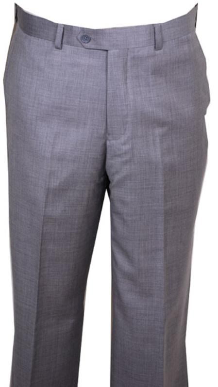 Men's Dress Pants Light Gray Wool without pleat flat front P