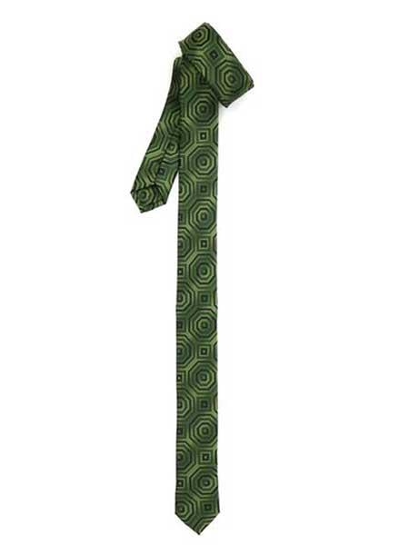 Retro Geometric Fully Lined Polyester Satine Fabric Green Super Skinny Slim Tie-Men's Neck Ties - Mens Dress Tie - Trendy Mens Ties