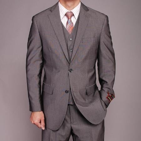 Men's Grey Birdseye Three-piece three piece suit 