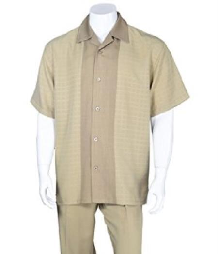 Khaki Mens Church Walking Suit With Dress Pant