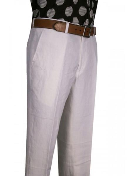 mens white pleated pants