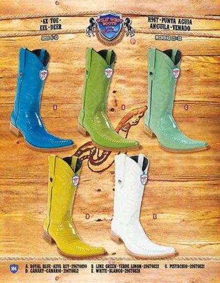 9X Botas tribaleras Toe Genuine eel with deer Cowboy Western Boots ...