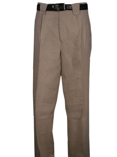 Men's Linen Wide Leg Pleated Pant With Lining Natural