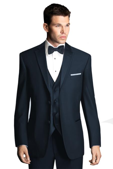 Formal Suit Black Lapeled Midnight Navy Blue Tuxedo with Satin Framed ...