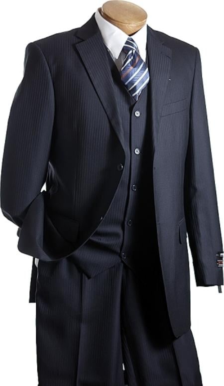 3 PC Vested Dark Navy TNT Men's Designer affordable Cheap Priced Business Suits Clearance Sale online sale - Three Piece Suit