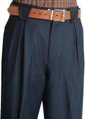 Men's Veronesi Flap Style Pocket Navy Wool Wide Leg Pants