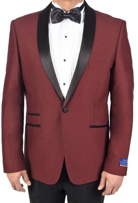 Mens Burgundy ~ Wine ~ Maroon Color 1 Button Tuxedo Solid P