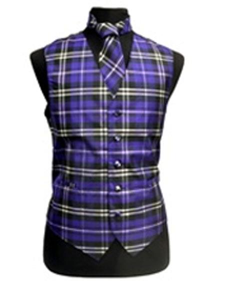 Men's Black/White/Purple Slim Fit Polyester Vest/Bow Tie  Fashion Set - Men's Neck Ties - Mens Dress Tie - Trendy Mens Ties