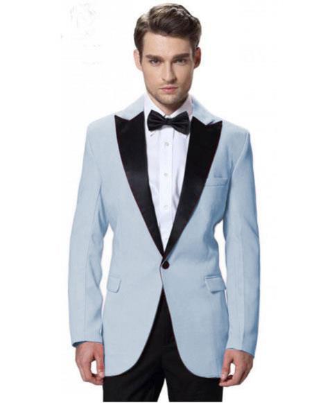 Men's Powder Blue 4 Button Cuff  2 Piece Suit