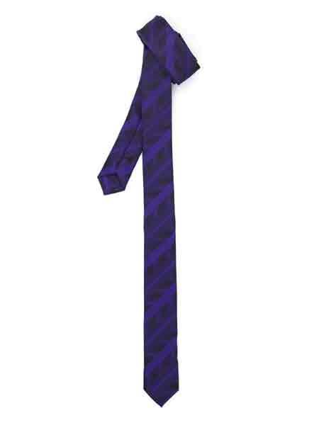Purple Black Striped Super Skinny Slim Fully Lined NeckTie-Men's Neck Ties - Mens Dress Tie - Trendy Mens Ties