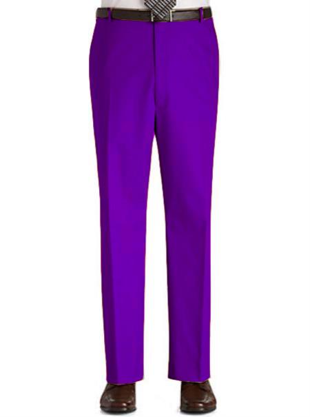 Lars Amadeus Men's Slim Fit Flat Front Chino Business Wedding Suit Pants  Purple 28 : Target