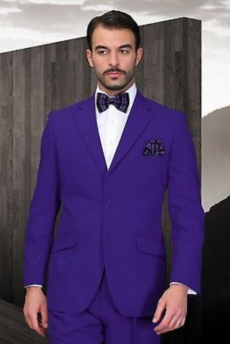 Men's Purple Poly~Rayon Fabric Modern Cut 2 Button Cheap Priced Business Suits Clearance Sale