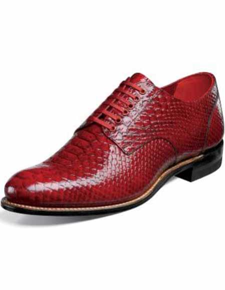 Stacy Adams Men's Snakeskin Print Red Classic Laceup Style Leather Sole ...