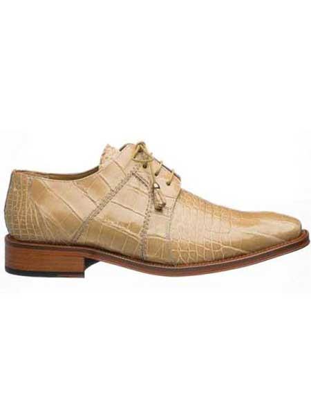 Ferrini Men's Full Genuine World Best Alligator ~ Gator Skin Shoes Beige