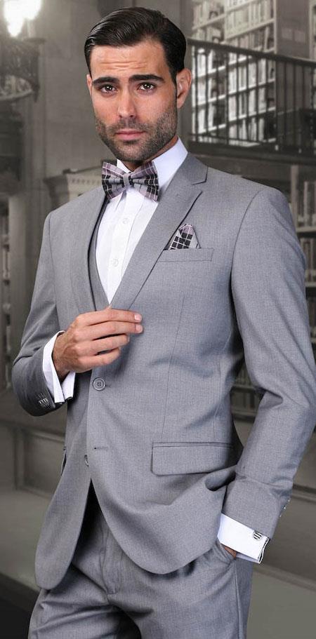 Men S Slim Fit Grey Wedding Prom Event European Jacket And P