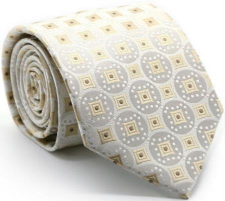 Men's Premium Square Pattern Ties White -Men's Neck Ties - Mens Dress Tie - Trendy Mens Ties