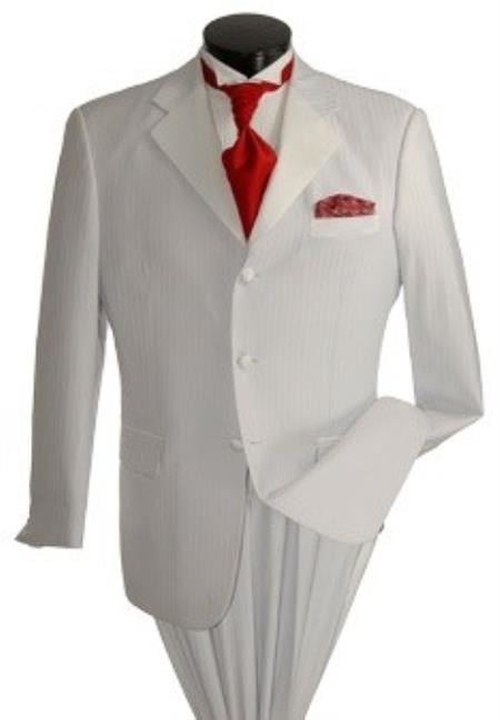 Shadow tone on tone White And White Stripe ~ Pinstripe 3 Button Tuxedo ...