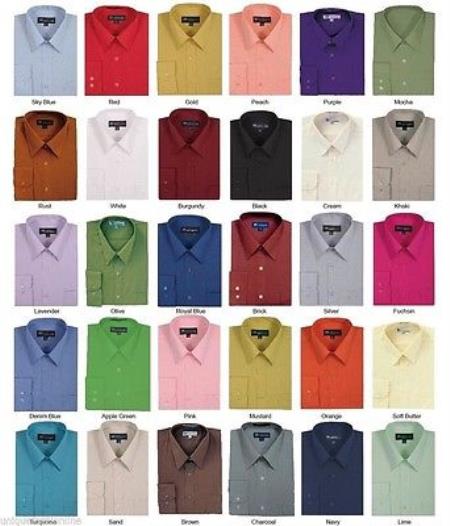 Men's Basic Plain Solid Color Traditional Dress Shirt