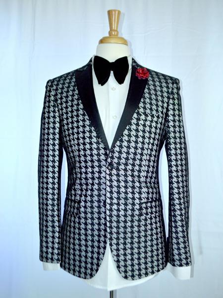 Mens Houndstooth Blazers Mens Two Button houndstooth checkered Designed ...